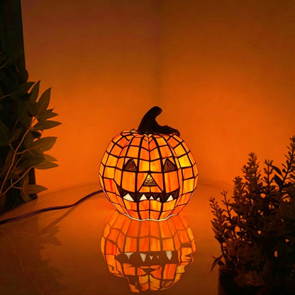 💡 Last Day 50% OFF✨-🎃 Tiffany-Style Pumpkin Halloween Decor for Elegant Glow & Spooky Seasonal Home Ambiance 🕯️