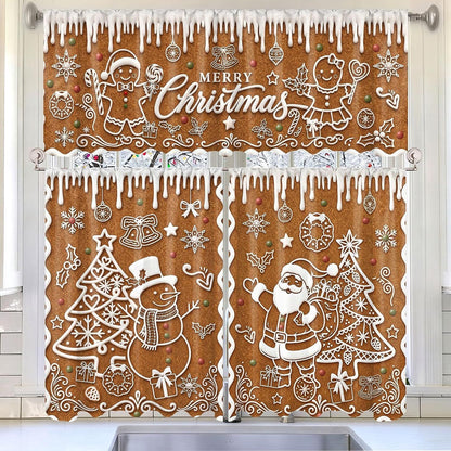 🎄Festive Christmas Kitchen Curtain Set – 3-Piece Holiday Window Decor🏡