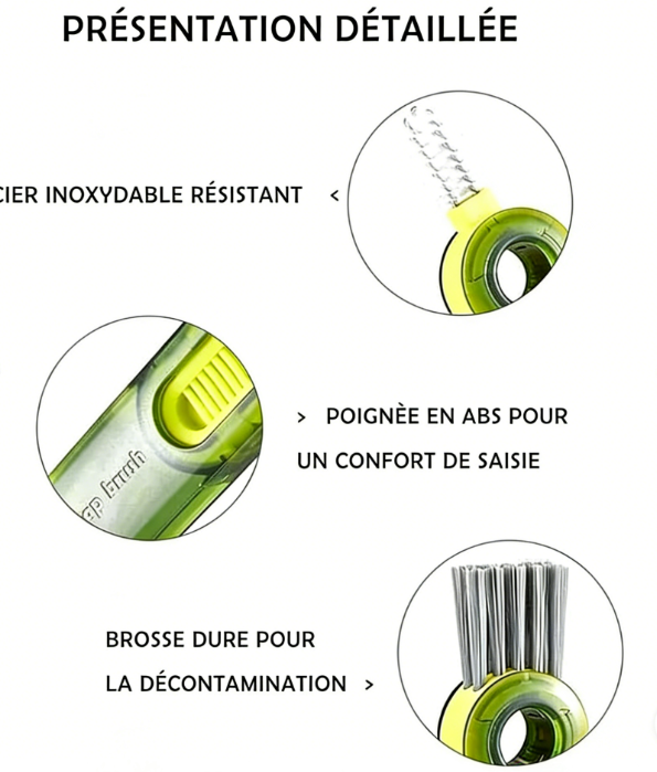 Brosse de nettoyage 3-en-1 pour tasses