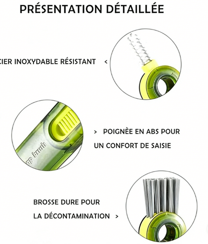 Brosse de nettoyage 3-en-1 pour tasses