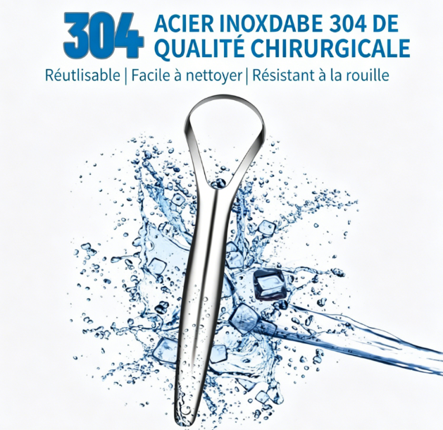 Gratte-langue en acier inoxydable
