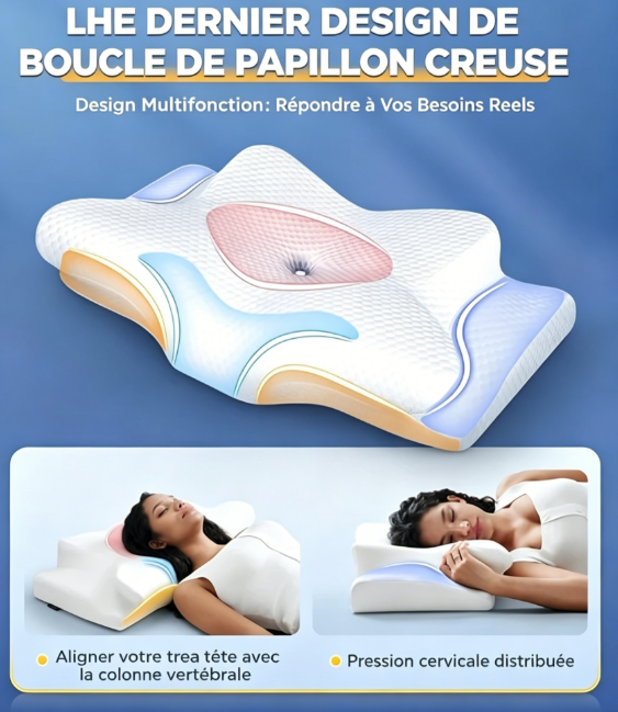 Oreiller en mousse à mémoire de forme à rebond lent, en forme de papillon