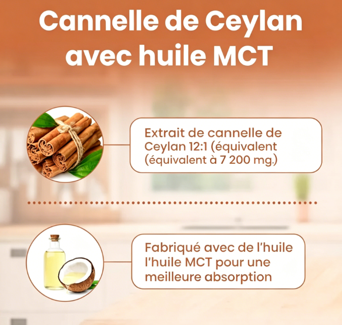 Cannelle de Ceylan 7200 mg  Équivalent à l'huile TCM
