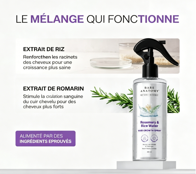 Spray à la Romarin – Pour la Croissance et le Volume des Cheveux