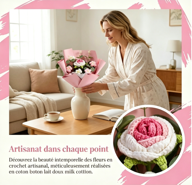 Bouquet au crochet fait main – Édition spéciale Fête des Mères