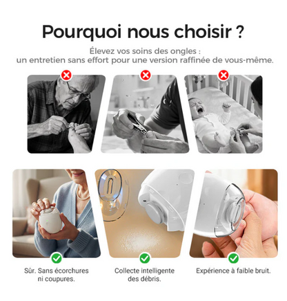 Ponceuse à Ongles Auto - 3 Vitesses Réglables & LED Intégrée, Soin Précis et Professionnel à Domicile