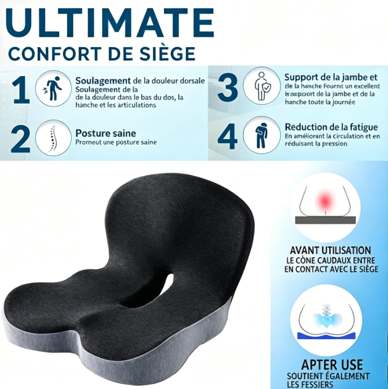 Coussin de siège antidérapant en mousse à mémoire de forme