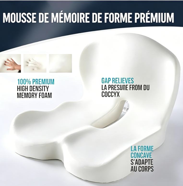 Coussin de siège antidérapant en mousse à mémoire de forme