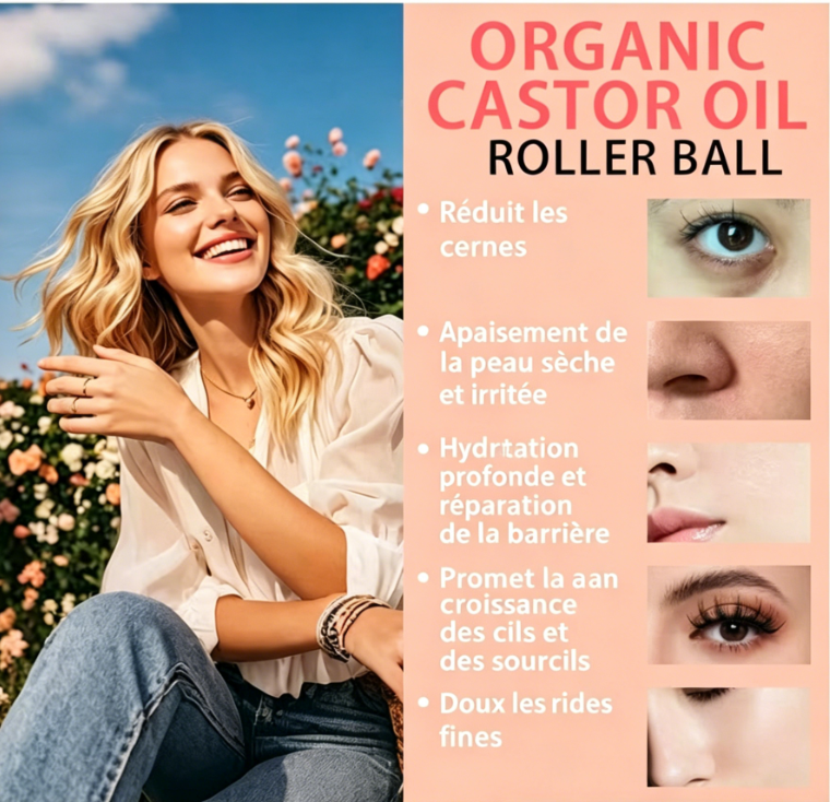 Roll-on à l'huile de ricin pressée à froid
