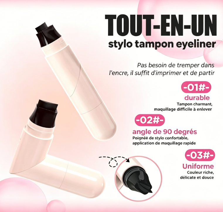 Stylo Tampon Eye-Liner Rotatif Intégré – Maquillage Précis et Rapide