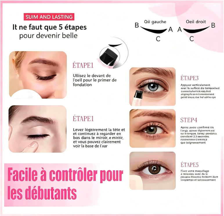 Stylo Tampon Eye-Liner Rotatif Intégré – Maquillage Précis et Rapide