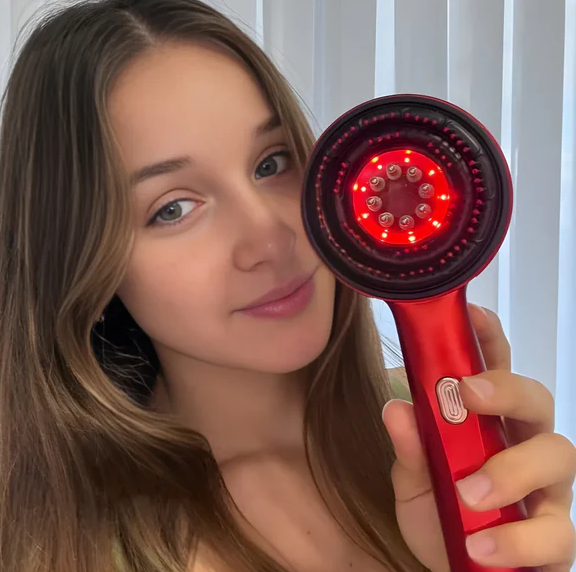 Brosse de massage du cuir chevelu à lumière rouge