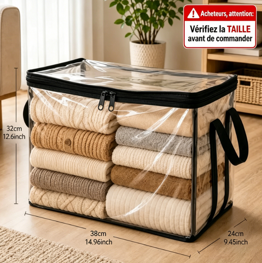 Bacs de rangement en PVC transparent avec poignées – pour livres, jouets, médias et organisation