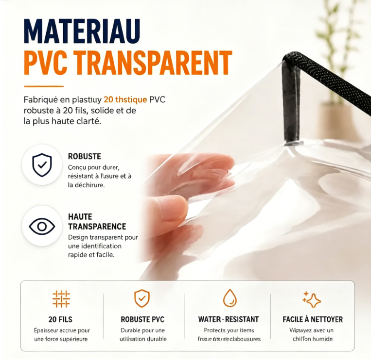 Bacs de rangement en PVC transparent avec poignées – pour livres, jouets, médias et organisation