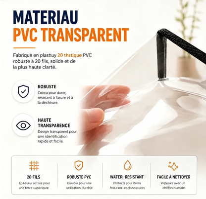 Bacs de rangement en PVC transparent avec poignées – pour livres, jouets, médias et organisation