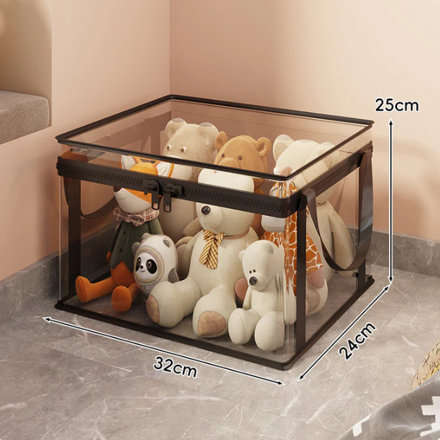 Bacs de rangement en PVC transparent avec poignées – pour livres, jouets, médias et organisation