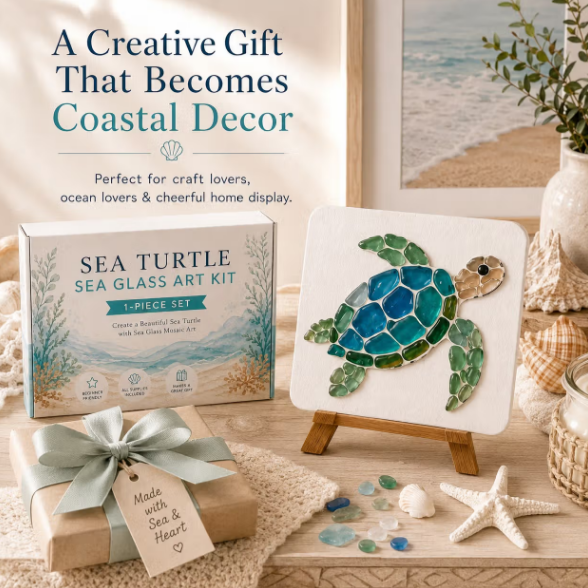 🌊✨DIY Sea Glass Mosaic Craft Kit-Features Marine Life and Garden Art