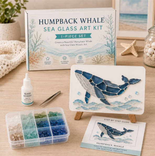 🌊✨DIY Sea Glass Mosaic Craft Kit-Features Marine Life and Garden Art