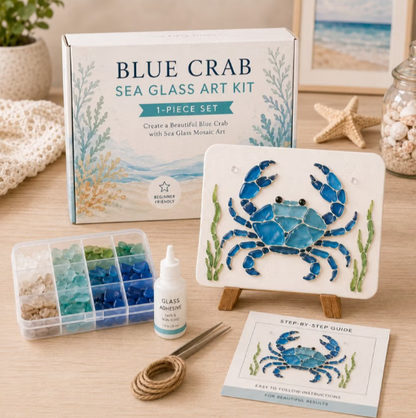 🌊✨DIY Sea Glass Mosaic Craft Kit-Features Marine Life and Garden Art