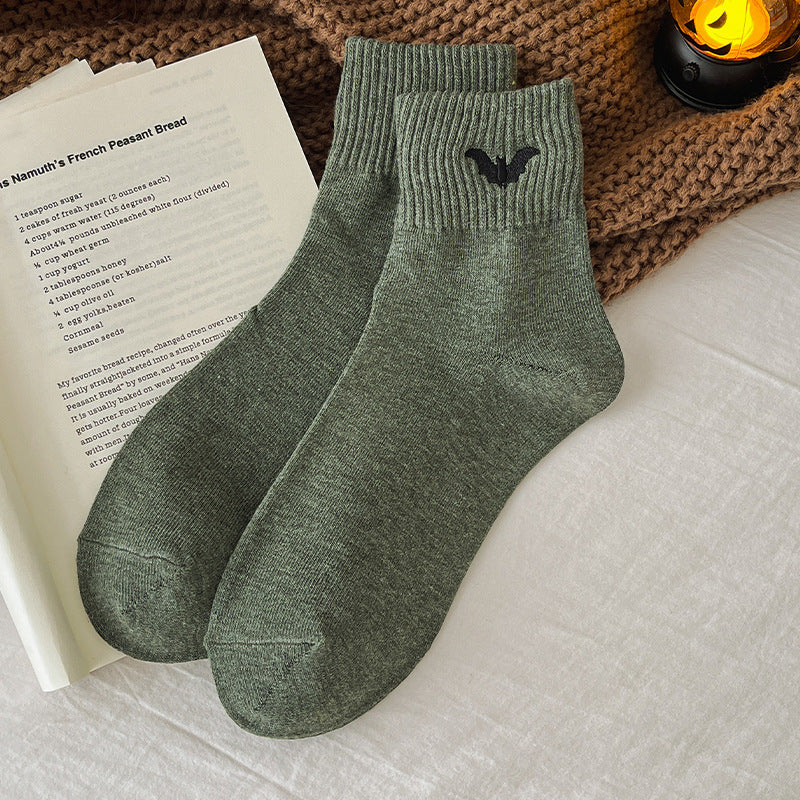 🎃Viral Halloween Embroidered Crew Socks – Cute Spooky Knit Socks | 100% Cotton✨