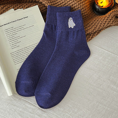🎃Viral Halloween Embroidered Crew Socks – Cute Spooky Knit Socks | 100% Cotton✨