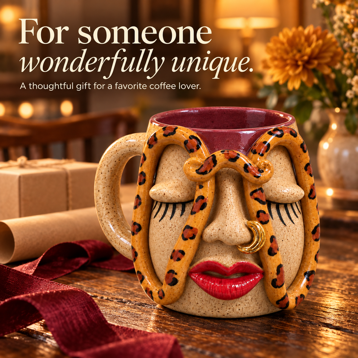 Mood & Muse –  Handcrafted Whimsical Face Ceramic Mug Collection