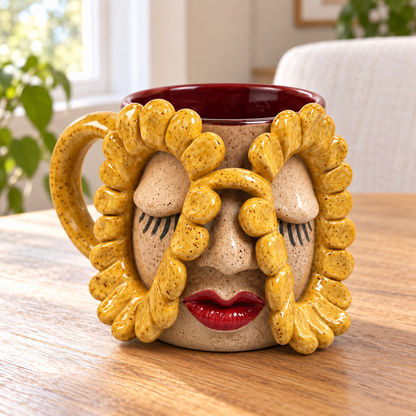 Mood & Muse –  Handcrafted Whimsical Face Ceramic Mug Collection