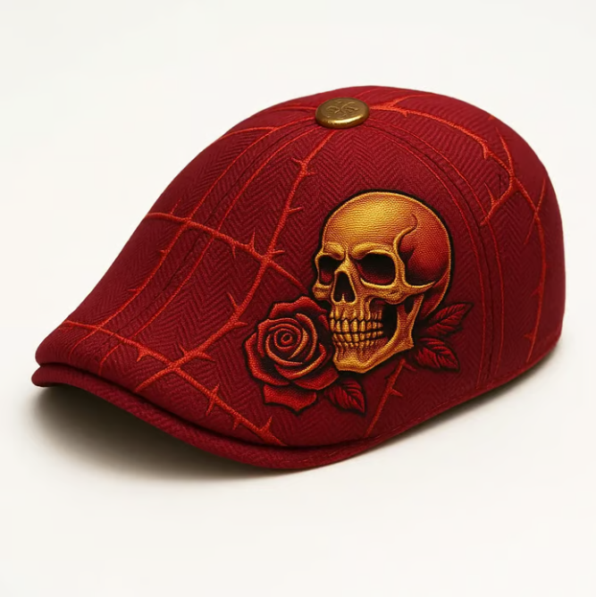 🔥Last Day 50% OFF💀Handcrafted Skull & Thorn Flat Cap