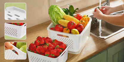 ⏰Last day Promotion 🔥-🥬 4-in-1 Draining Food Storage Container Keeps Fruits & Veggies Fresh & Organized ✨