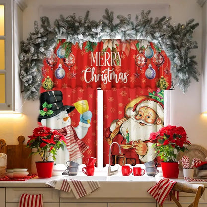 🎄Festive Christmas Kitchen Curtain Set – 3-Piece Holiday Window Decor🏡