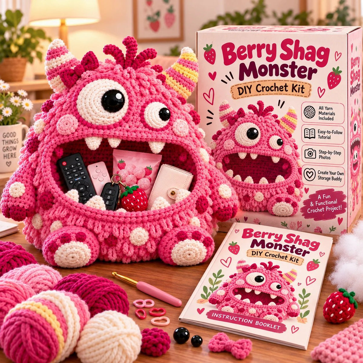 👾 Last Day 50% OFF✨-🧶Cute Hungry Monster Crochet Storage Buddies for Clutter ✨