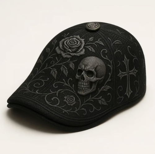 🔥Last Day 50% OFF💀Handcrafted Skull & Thorn Flat Cap