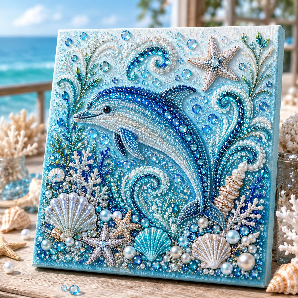 🌊✨ Ocean-Themed Pearl Art DIY Kit — Create Enchanting Coastal-Style Art