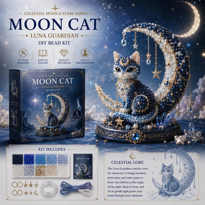 ⏰LAST DAY 50% OFF❤️ -🌙Moon Cat Luna Guardian DIY Bead Kit for Magical Celestial Crafting 🐈‍⬛