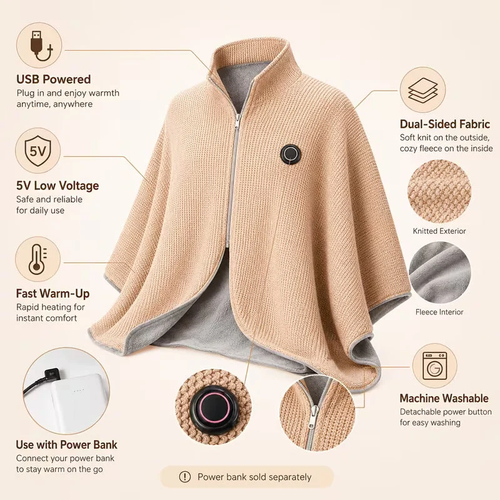 🧣Wearable Heated Blanket – Cozy Hands-Free Warmth☀️