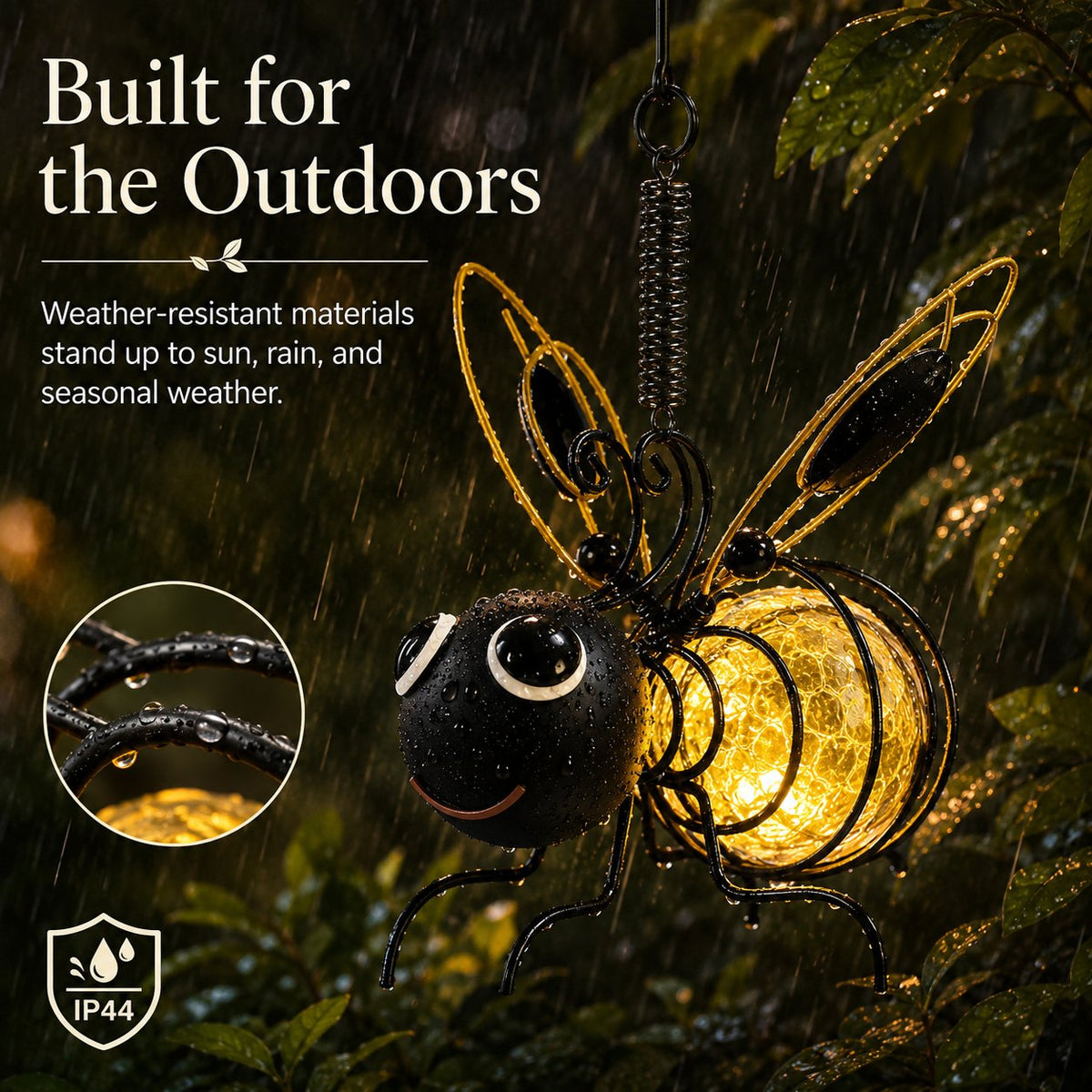 🎁Last day Promotion 🔥-🐝Outdoor Hanging Solar Bee Light for Charming Garden Glow & Whimsical Yard Decor ✨