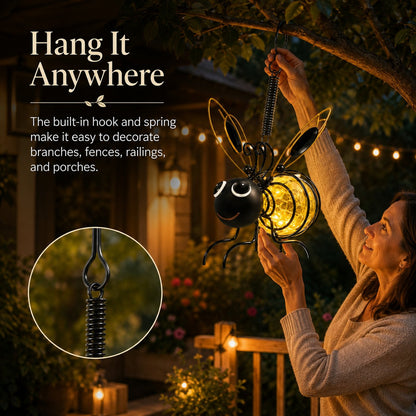 🎁Last day Promotion 🔥-🐝Outdoor Hanging Solar Bee Light for Charming Garden Glow & Whimsical Yard Decor ✨