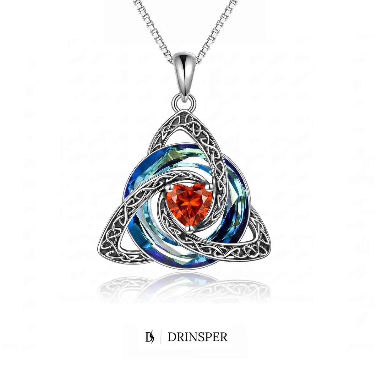 ✨ 50% OFF – Birthstone Celtic Trinity Knot Necklace – Silver-Plated Crystal Pendant Jewelry