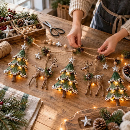 🦌 Holiday Celebration 50% OFF ✨-🌲 Lighted Woodland Christmas Garland for Magical Holiday Decor 🌟