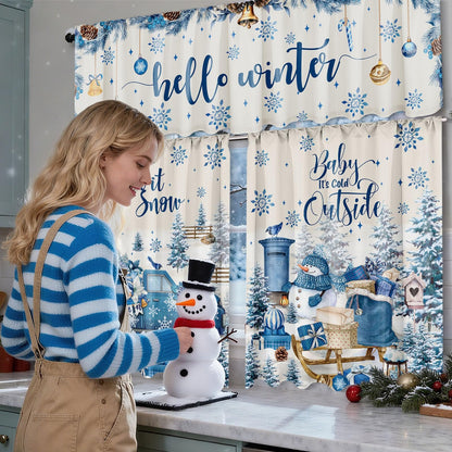 🎄Festive Christmas Kitchen Curtain Set – 3-Piece Holiday Window Decor🏡