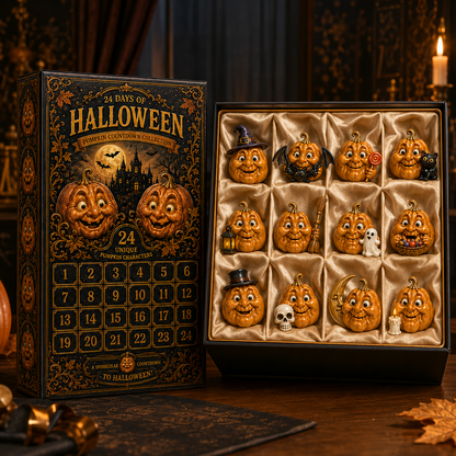 🎁 Last Day 50% OFF✨-🎃24-Day Christmas Countdown Advent Calendar with Halloween Pumpkin Ornaments🎄