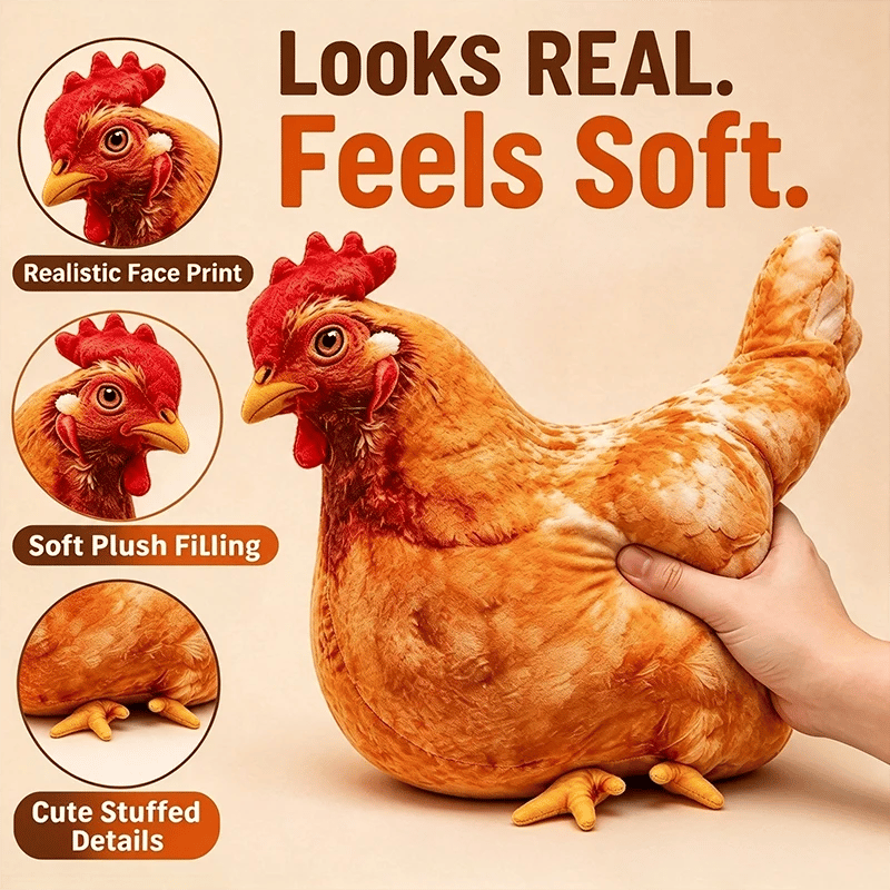 🐔Last day Promotion 🔥-☁️ Realistic Chicken Plush Pillow – Cute Cozy Farmhouse Decor Cushion 🏡