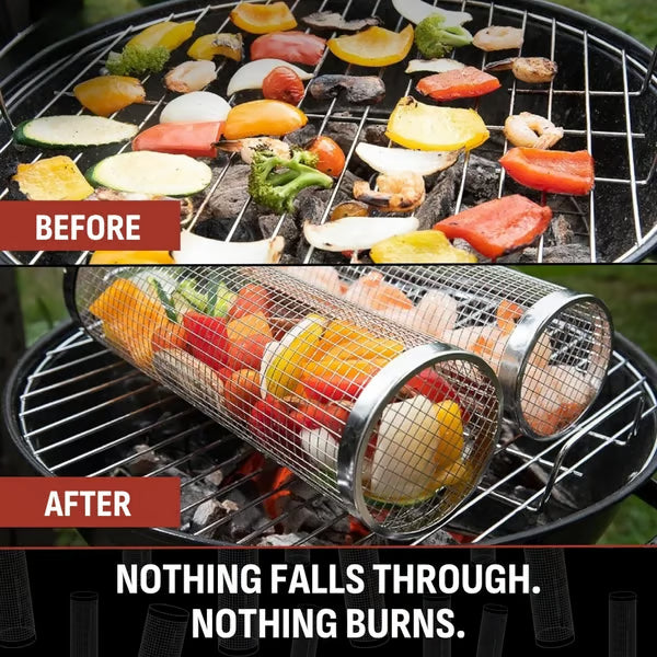 Rolling Grill Baskets - 304 Stainless Steel BBQ Tools