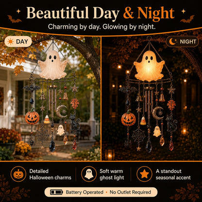 🔥Last day Promotion ✨-👻 Haunted Glow Ghost Wind Chime Adds Spooky Charm to Your Garden & Porch 🎃✨