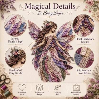 ⏰Last day Promotion 🔥-🧚Premium Fairy Patchwork DIY Kit for Whimsical Layered Fabric Art & Magical Floral Wall Decor 🌸