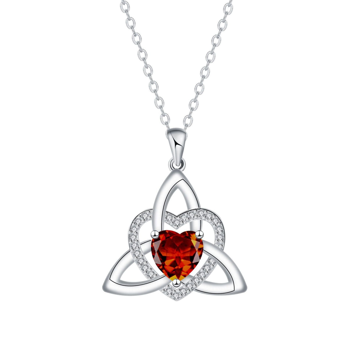 Birthstone Celtic Trinity Knot Heart Necklace✨ Heart Shape Celtic Trinity Knot Birthstone Pendant