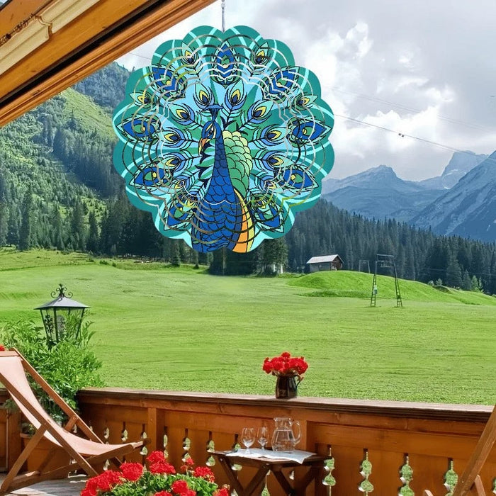 Peacock A teal and green peacock mandala spinner