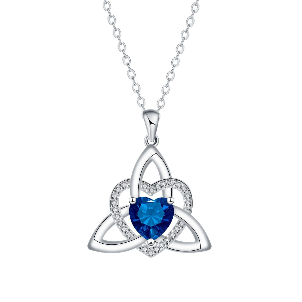 Birthstone Celtic Trinity Knot Heart Necklace✨ Heart Shape Celtic Trinity Knot Birthstone Pendant