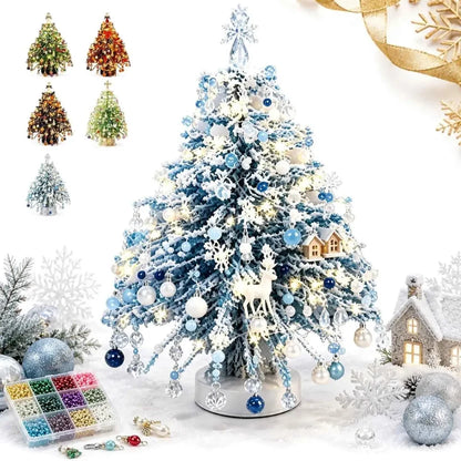 DIY Beaded Christmas Tree Kit with Crystal Beads & Metal Frame – Handmade Tabletop Holiday Decor