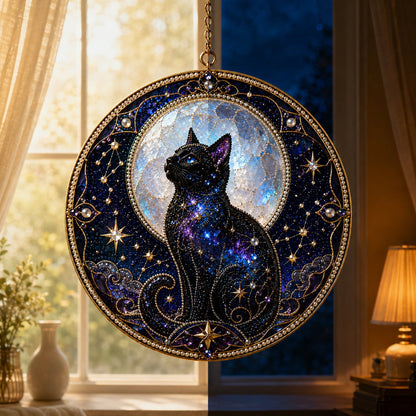 🌙🐈‍⬛ LAST DAY 49% OFF – ✨ Premium 3D Pearl Celestial Black Cat Window Hanging Kit | Luxury Flocked Canvas with Scratch-Resistant Non-Fading Pearl Beads DIY Handmade Moonlight Suncatcher Decor 🔮💎